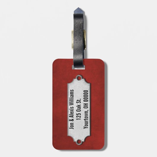 Herr & Mrs. zu Roter Textur Gepäckanhänger (Rückseite vertikal)