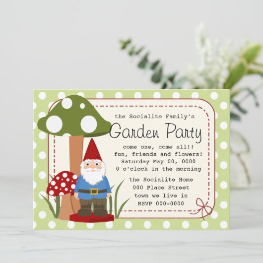 Herr Mushroom Garden Gnome Einladung (Stehend Vorderseite)