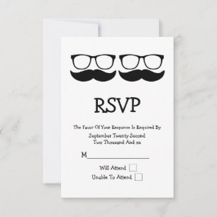 Herr Mustache and Glasses Wedding RSVP Karte