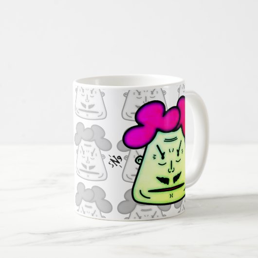 Herr Mustache Cartoon face v1-1 Kaffeetasse (VorderseiteRechts)