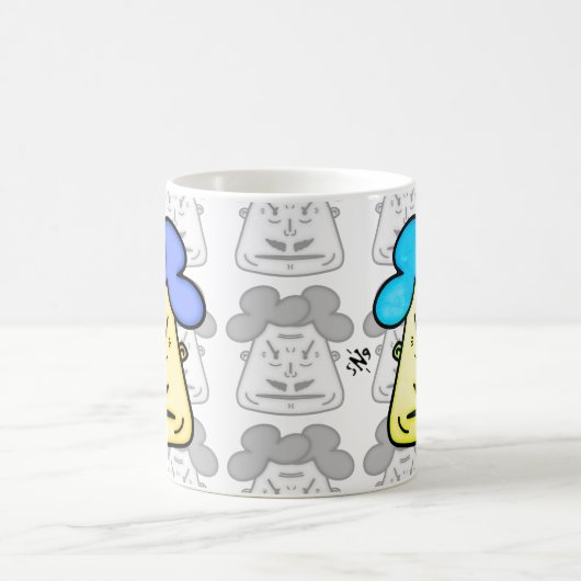 Herr Mustache Cartoon face v2-1 Kaffeetasse (Mittel)