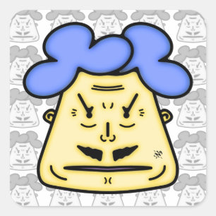 Herr Mustache Cartoon face v2-1 Quadratischer Aufkleber