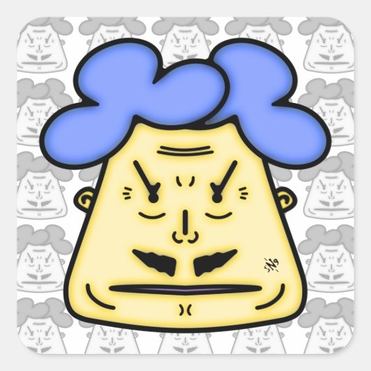 Herr Mustache Cartoon face v2-1 Quadratischer Aufkleber (Vorderseite)