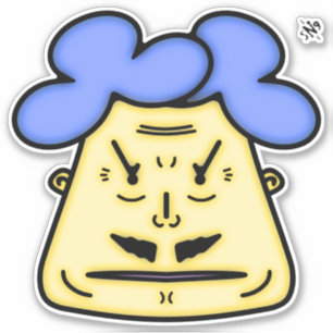 Herr Mustache Cartoon face v2 Aufkleber