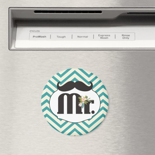 Herr Mustache Yellow and Green Magnet (In Situ (Geschirrspüler))
