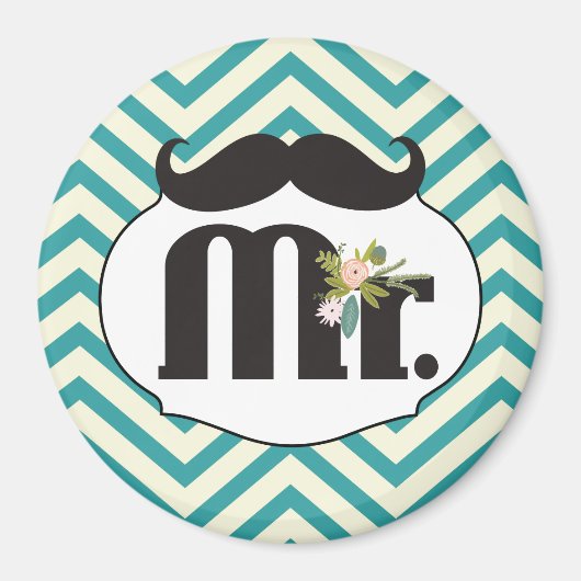 Herr Mustache Yellow and Green Magnet (Vorne)