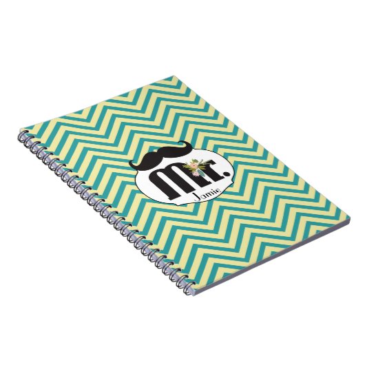 Herr Mustache Yellow and Green Notizblock (Rechte Seite)