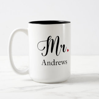 Herr Nachname Matching Couple Gift Husband Groom Zweifarbige Tasse