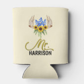Herr Nachname Rustic Floral Antlers Wedding Dosenkühler (Rückseite)