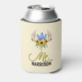 Herr Nachname Rustic Floral Antlers Wedding Dosenkühler (Kanne Rückseite)