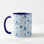 Herr Narwal Blaues Schneeflocken-Muster Tasse (Links)