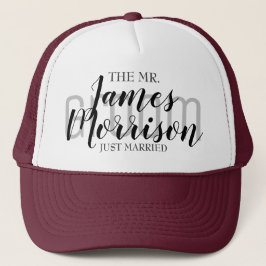 Herr Newlywed Maroon Elegant Wedding Baseball Hat Truckerkappe