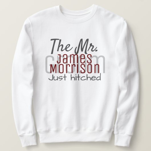Herr Newlywed Modern Maroon Script Wedding Sweatshirt (Design vorne)