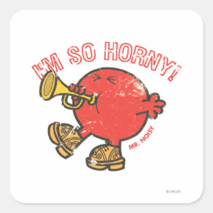 Herr Noisy Tooting Sein Horn Quadratischer Aufkleber