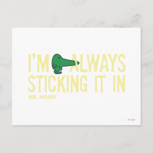 Herr Nosey Nosing Around | Gelbe Buchstaben Postkarte (Vorderseite)