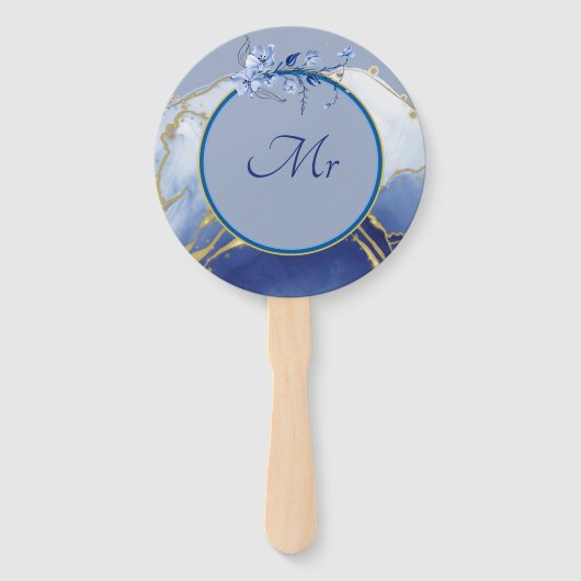 Herr oder Frau Modern Blue Aqua Marble Wedding Gam Fächer (Rückseite)