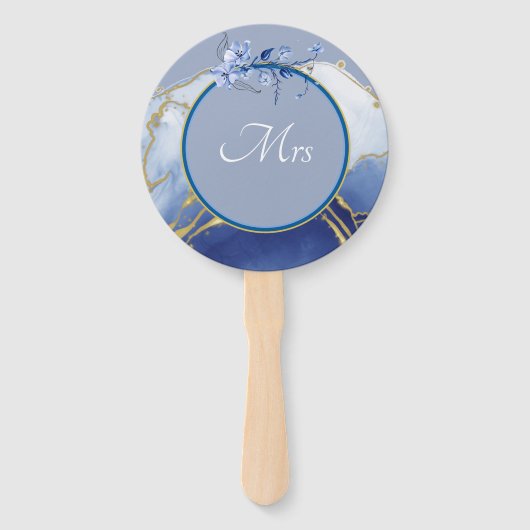 Herr oder Frau Modern Blue Aqua Marble Wedding Gam Fächer (Vorderseite)