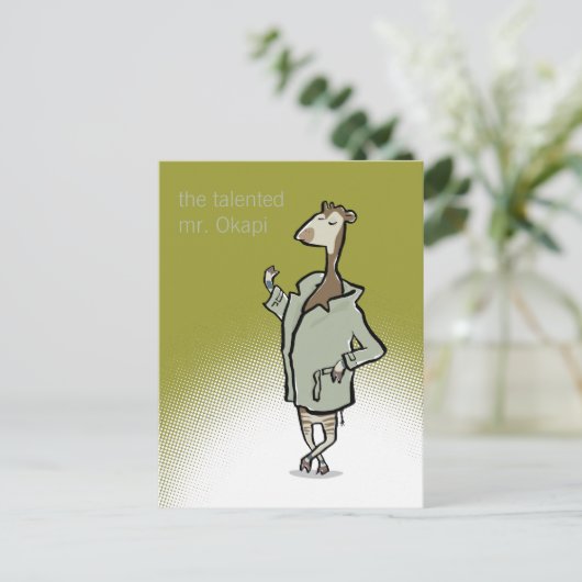 Herr Okapi (anpassbarer Text) Postkarte (Stehend Vorderseite)
