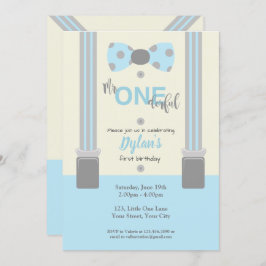 Herr One derful baby blue und gray Einladung