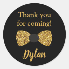 Herr One derful black and gold bow Krawatte Runder Aufkleber