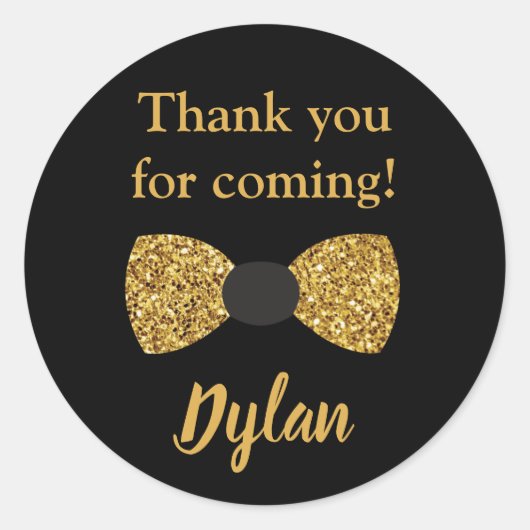 Herr One derful black and gold bow Krawatte Runder Aufkleber (Vorderseite)