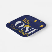 Herr One-derful Navy Blue and Gold Birthday Party Pappteller (Gewinkelt)