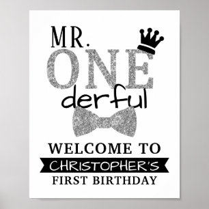 Herr ONEderful 1. Geburtstag Begrüßungszeichen Poster