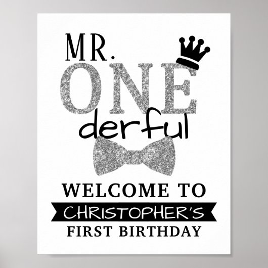 Herr ONEderful 1. Geburtstag Begrüßungszeichen Poster (Vorne)