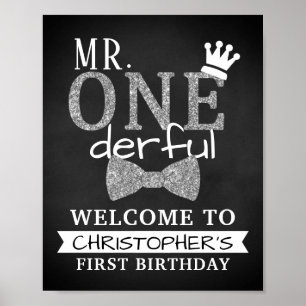 Herr ONEderful 1. Geburtstag Begrüßungszeichen Poster