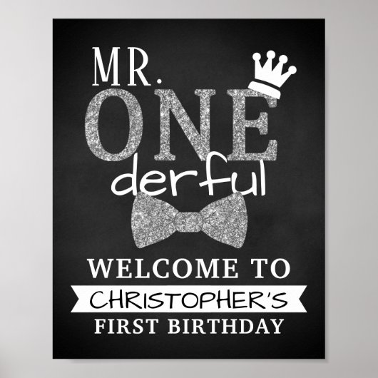 Herr ONEderful 1. Geburtstag Begrüßungszeichen Poster (Vorne)