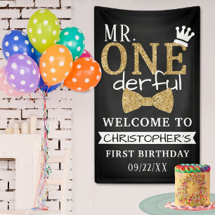 Herr ONEderful 1. Geburtstag Willkommen Banner