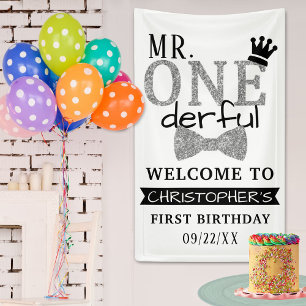 Herr ONEderful 1. Geburtstag Willkommen Banner