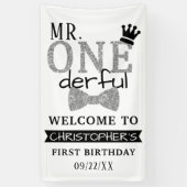 Herr ONEderful 1. Geburtstag Willkommen Banner (Vertikal)