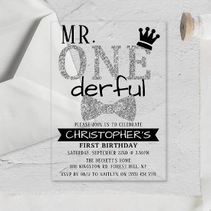 Herr ONEderful 1st Birthday Acryleinladungen
