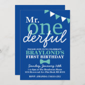 Herr Onederful 1st Birthday Changeable Colors Einladung (Vorne/Hinten)