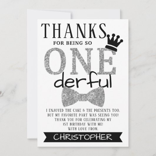 Herr ONEderful 1st Birthday Dankeskarte (Vorderseite)