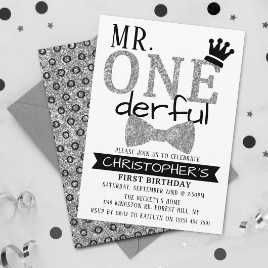 Herr ONEderful 1st Birthday Einladungen
