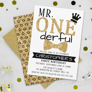 Herr ONEderful 1st Birthday Einladungen