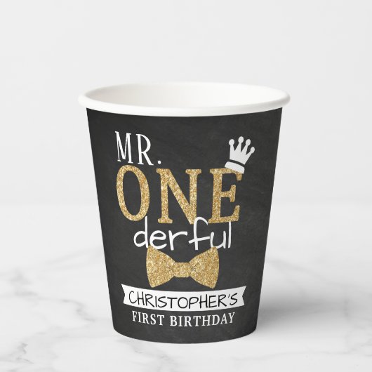 Herr ONEderful 1st Birthday Pappbecher (Vorderseite)
