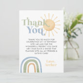 Herr Onederful 1st Birthday Rainbow Vielen Dank Einladung (Stehend Vorderseite)