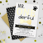 Herr ONEderful 1st Birthday Real Folieneinladung