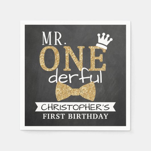Herr ONEderful 1st Birthday Serviette (Vorderseite)