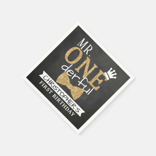 Herr ONEderful 1st Birthday Serviette (Ecke)