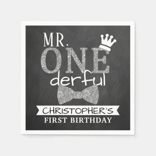 Herr ONEderful 1st Birthday Serviette (Vorderseite)