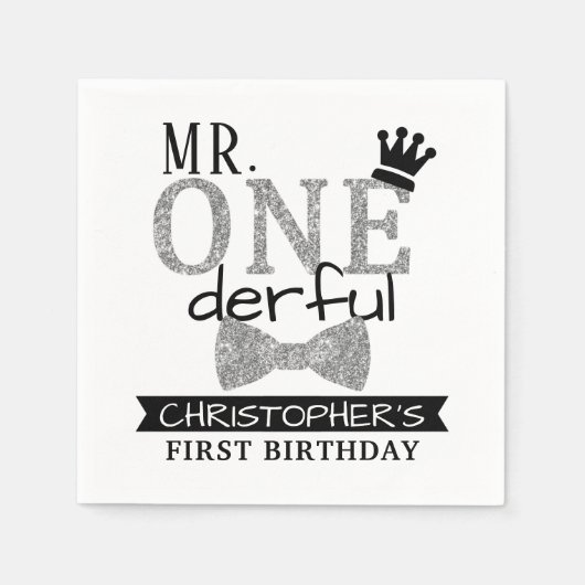 Herr ONEderful 1st Birthday Serviette (Vorderseite)