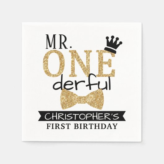 Herr ONEderful 1st Birthday Serviette (Vorderseite)