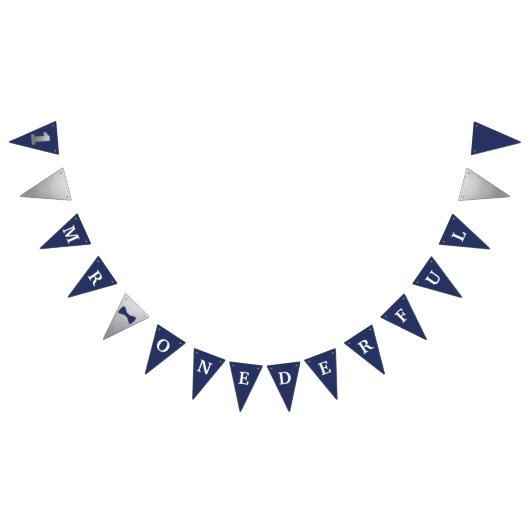 Herr Onederful Banner Navy & Silber mit 1 (Alle)
