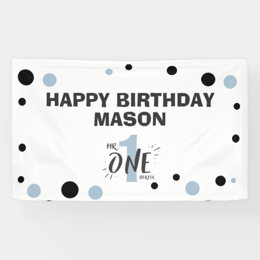 Herr Onederful Birthday Banner Boy Baby Blue (Horizontal)