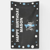 Herr Onederful Birthday Banner Boy Black Blue (Vertikal)