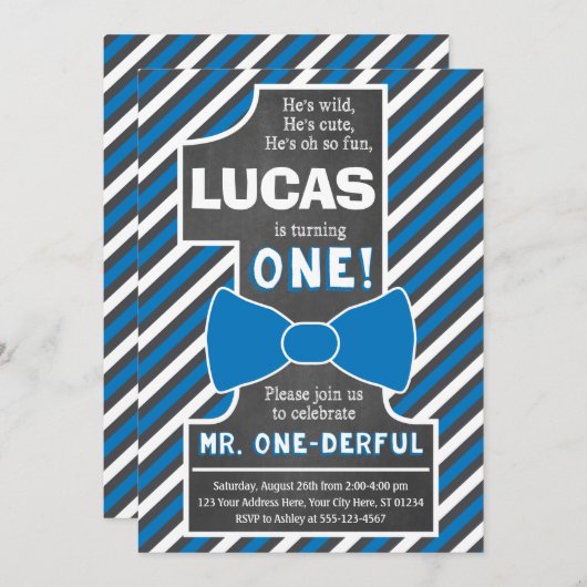 Herr ONEderful Birthday Einladung (Vorne/Hinten)